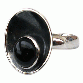 Ring, Silber,geschwärzt , Onyx