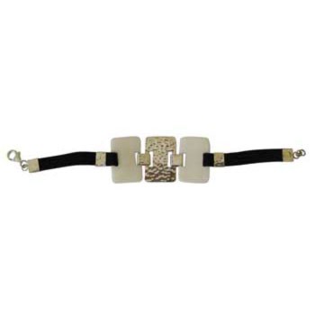 Armband mit weissen Hornelementen ( 30x20mm) und Alcantara