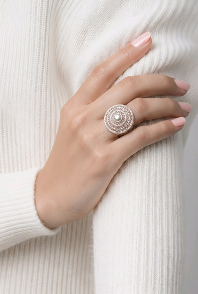 Ring, ziseliert, Silber