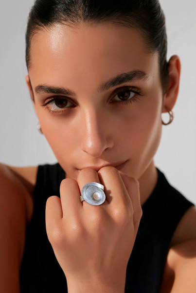 Ring, Silber mit Perle